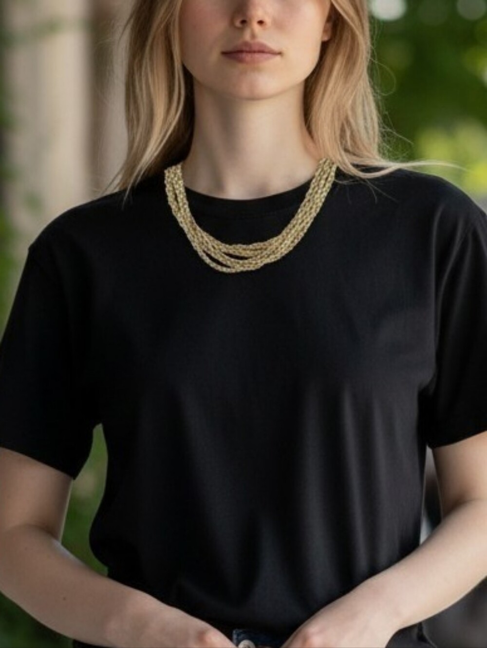 Gold-Tone Multi-Strand Rope Necklace for Women